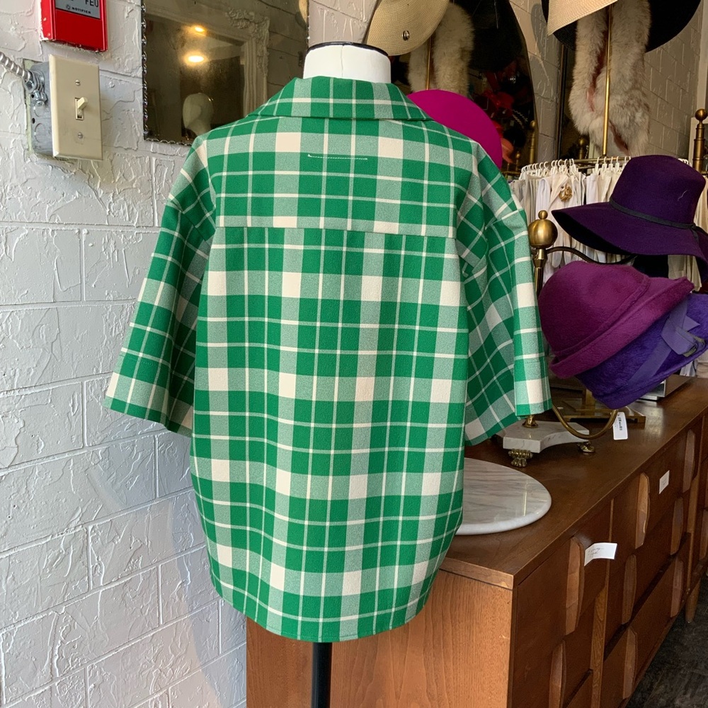 Maison Martin Margiela Green and Cream Checkered Fabric - Picture 4 of 11